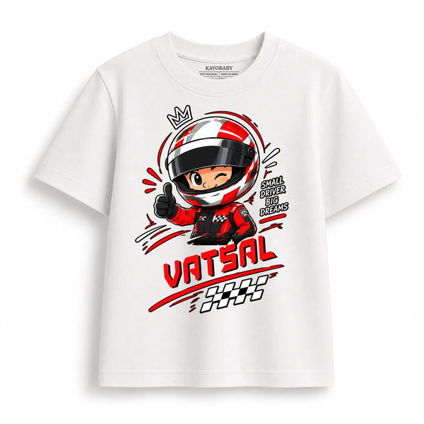 Personalized Racing Boy T-Shirt for Kids | Custom Name Motorsport Tee
