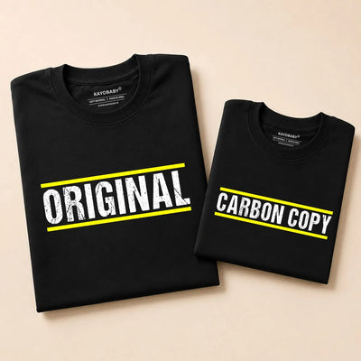 Original and Carbon Copy matching parent child t-shirt black KayoBaby India