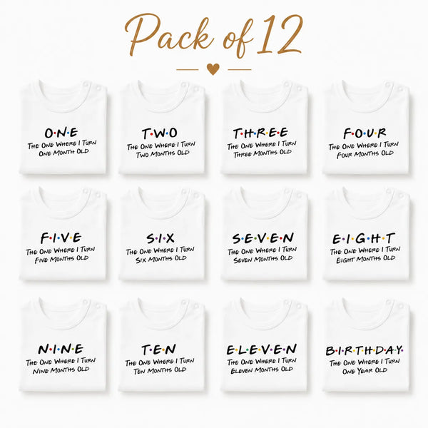 12-Piece Baby Milestone Romper Set(1 Months to 1 Year)