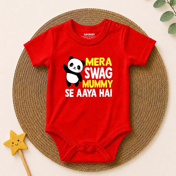 Mera Swag Mummy Se Aaya Hai baby romper red KayoBaby India