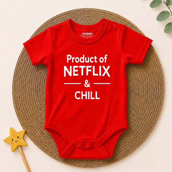 Product of Netflix and Chill baby romper red KayoBaby India