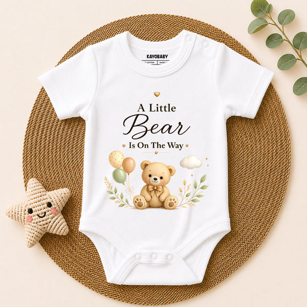 A Little Bear Is On The Way Romper – Teddy Bear Baby Shower Outfit