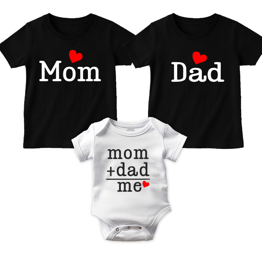 Mom Dad Plus Me custom family set with dog t-shirt KayoBaby India