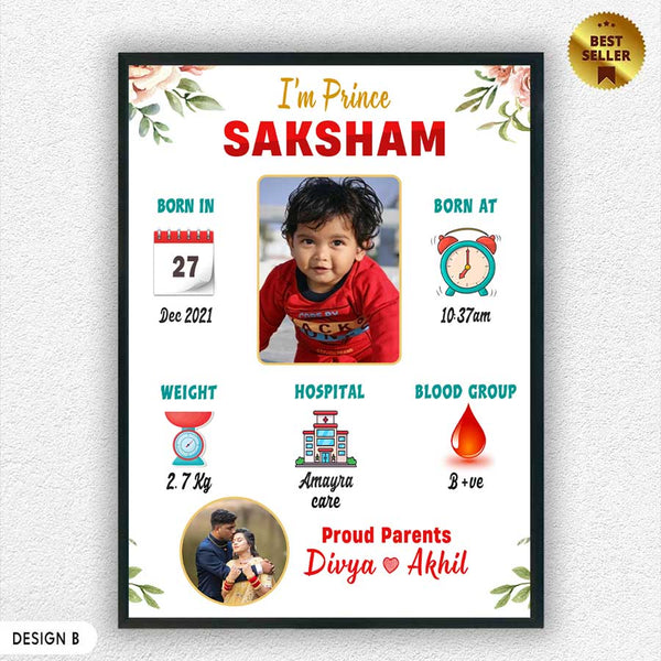 KayoBaby birth frame design B personalized gift