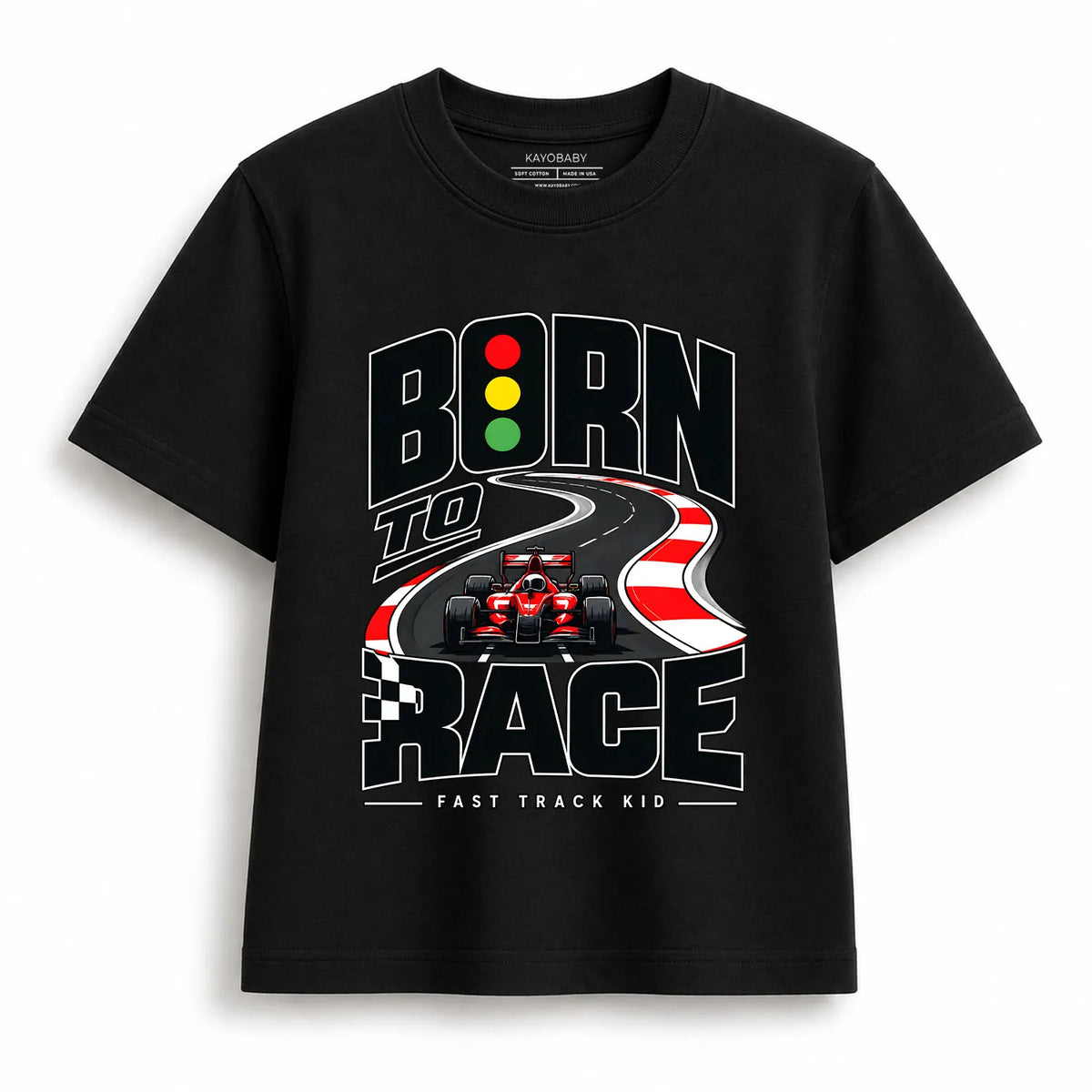 Born to Race Kids T-Shirt | Fast Track Racing Car Graphic Tee