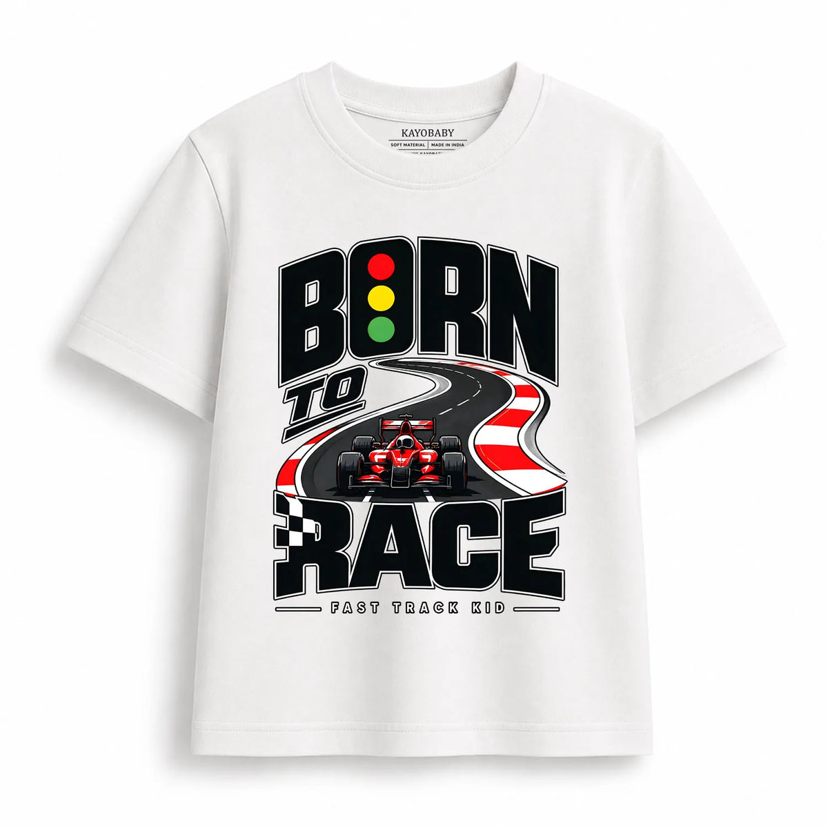 Born to Race Kids T-Shirt | Fast Track Racing Car Graphic Tee