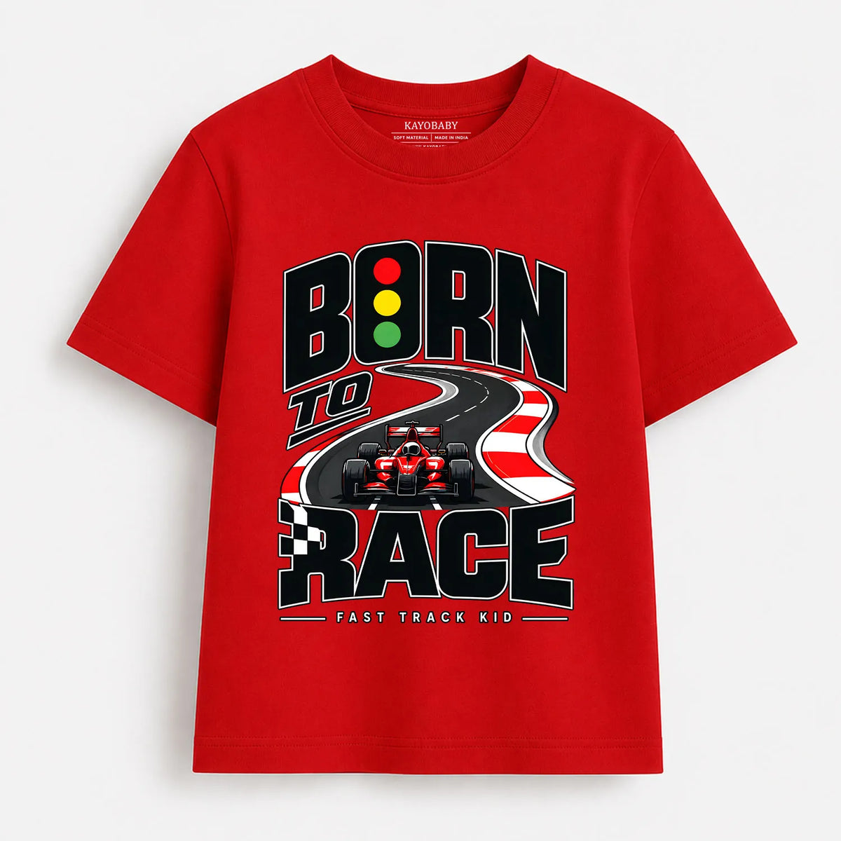 Born to Race Kids T-Shirt | Fast Track Racing Car Graphic Tee