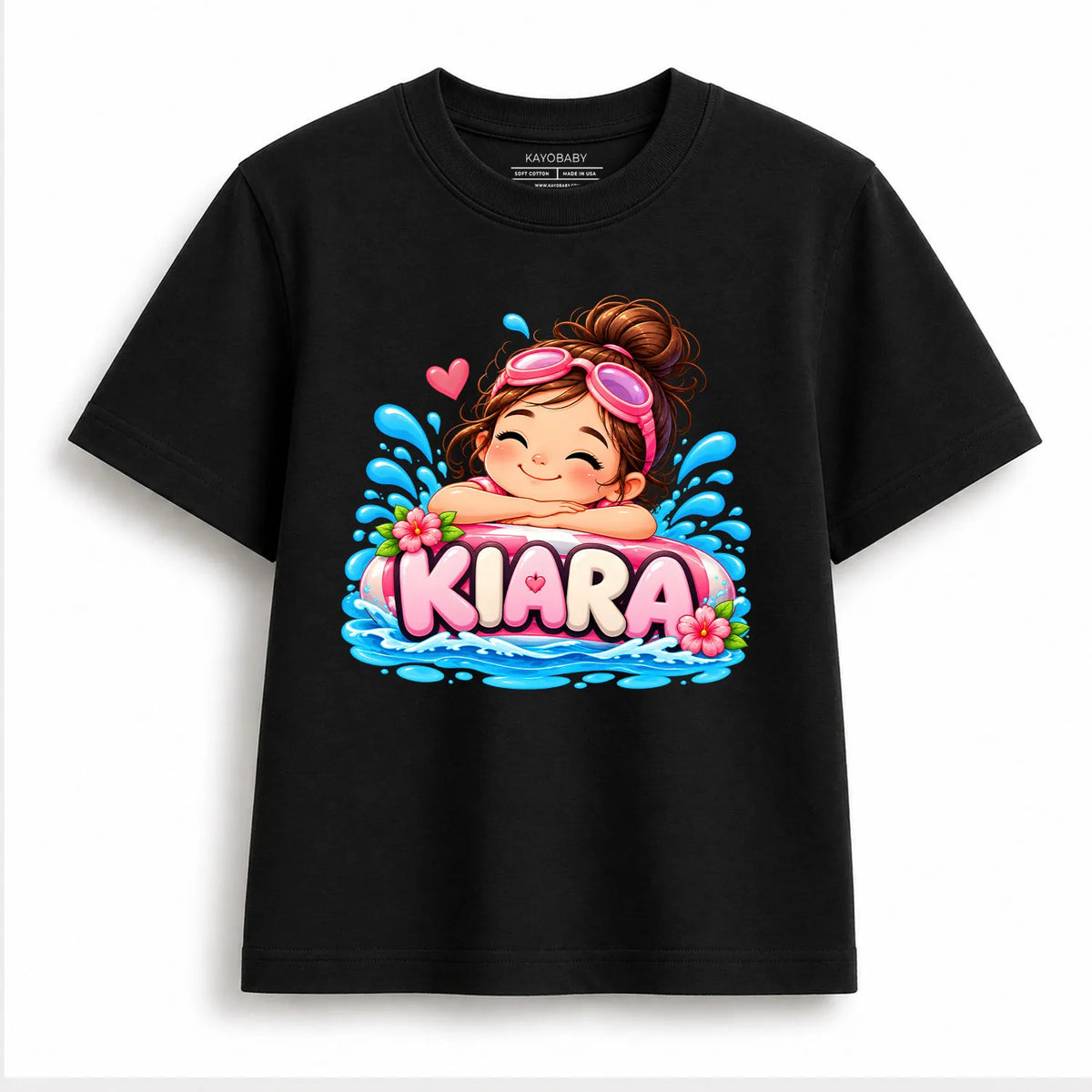 Personalized Little Swimmer Girls T-Shirt | Cute Swimming Graphic Tee