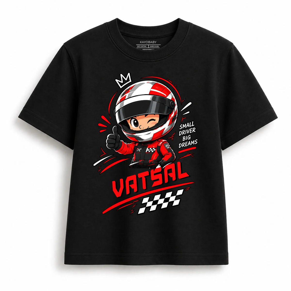 Personalized Racing Boy T-Shirt for Kids | Custom Name Motorsport Tee