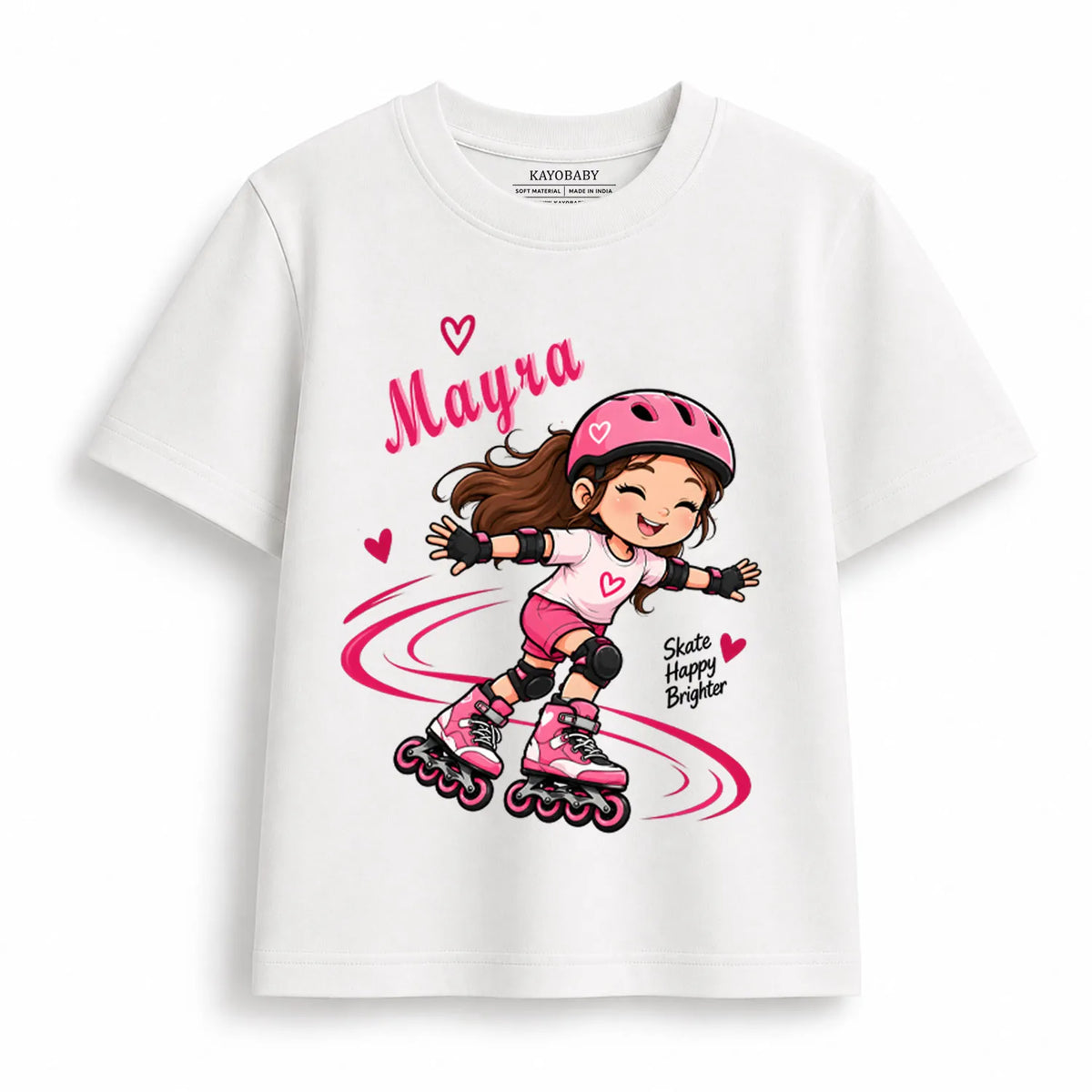 Personalized Roller Skating Girl T-Shirt for Kids | Custom Name Skate Tee