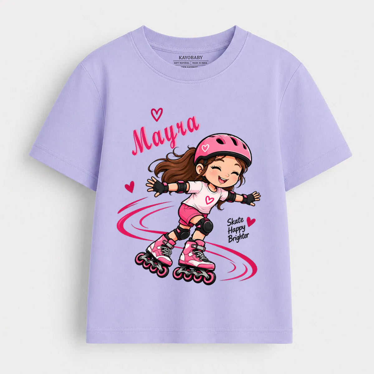 Personalized Roller Skating Girl T-Shirt for Kids | Custom Name Skate Tee