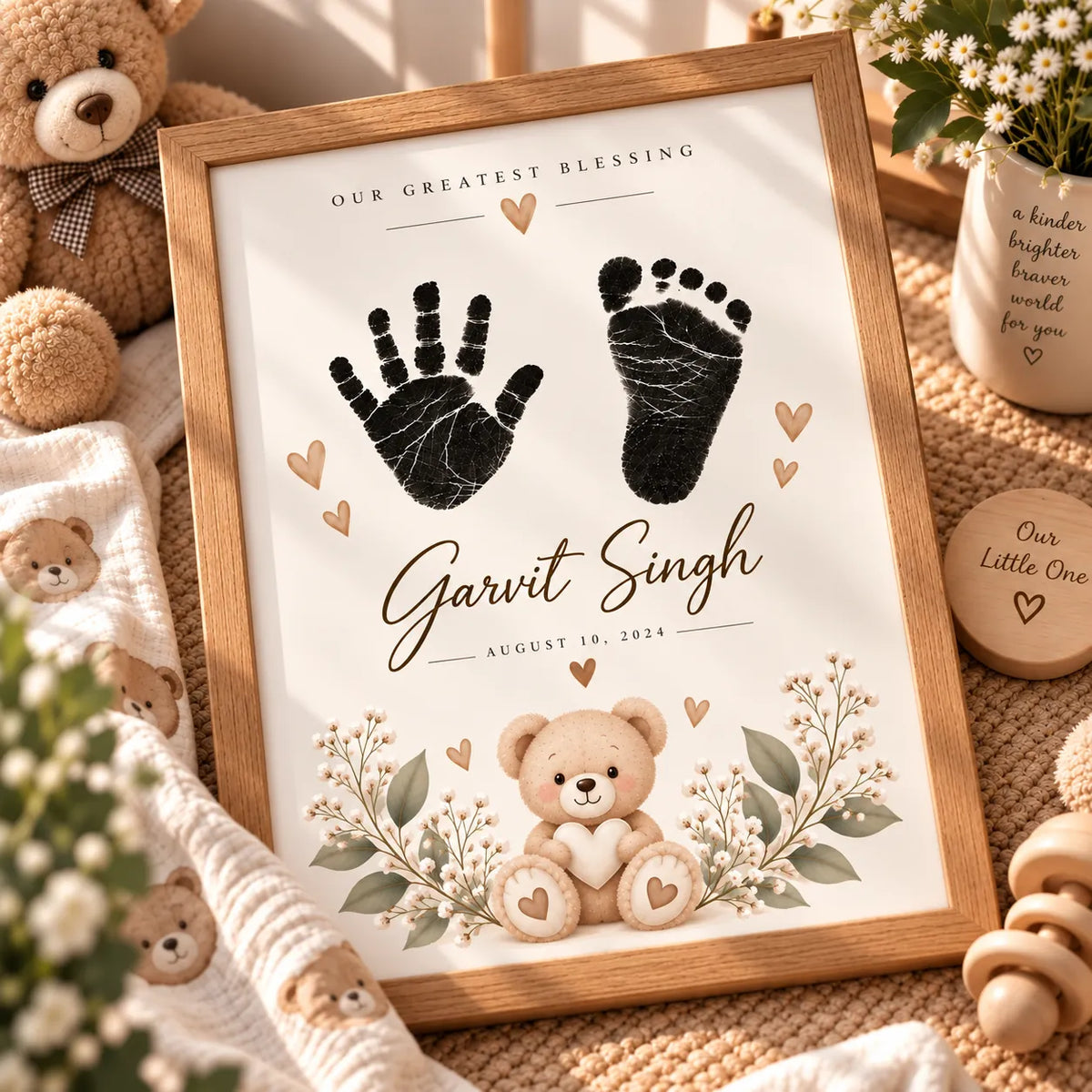 Personalised Baby Hand & Footprint Frame – Newborn Keepsake | KayoBaby