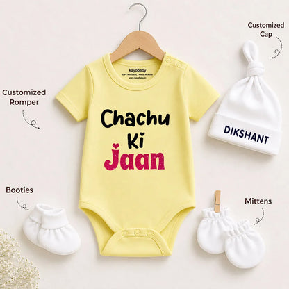 Chachu Ki jaan Romper Set with Cap / Mitten / Booties For Newborn