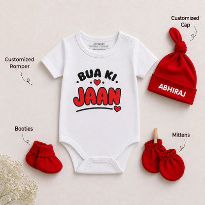 Bua ki Jaan Romper Set with Cap / Mitten / Booties For Newborn