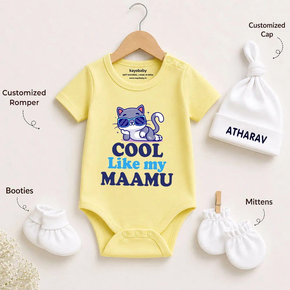 Cool Like My Maamu Romper Set with Cap / Mitten / Booties For Newborn