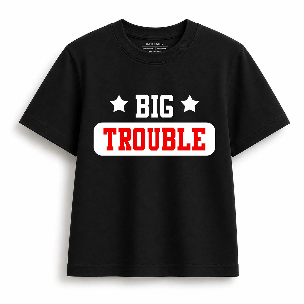 Big Trouble Little Trouble matching t-shirt set flat lay 1 KayoBaby
