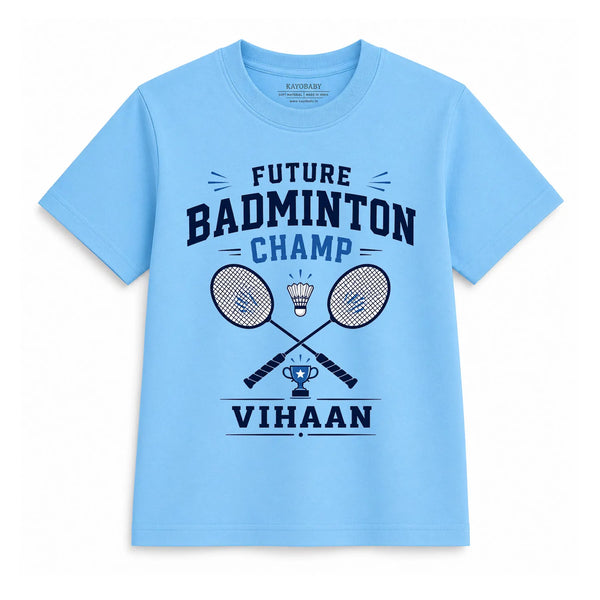 Future Badminton Champ Personalized Kids T-Shirt | Custom Name Sports Tee for Boys & Girls
