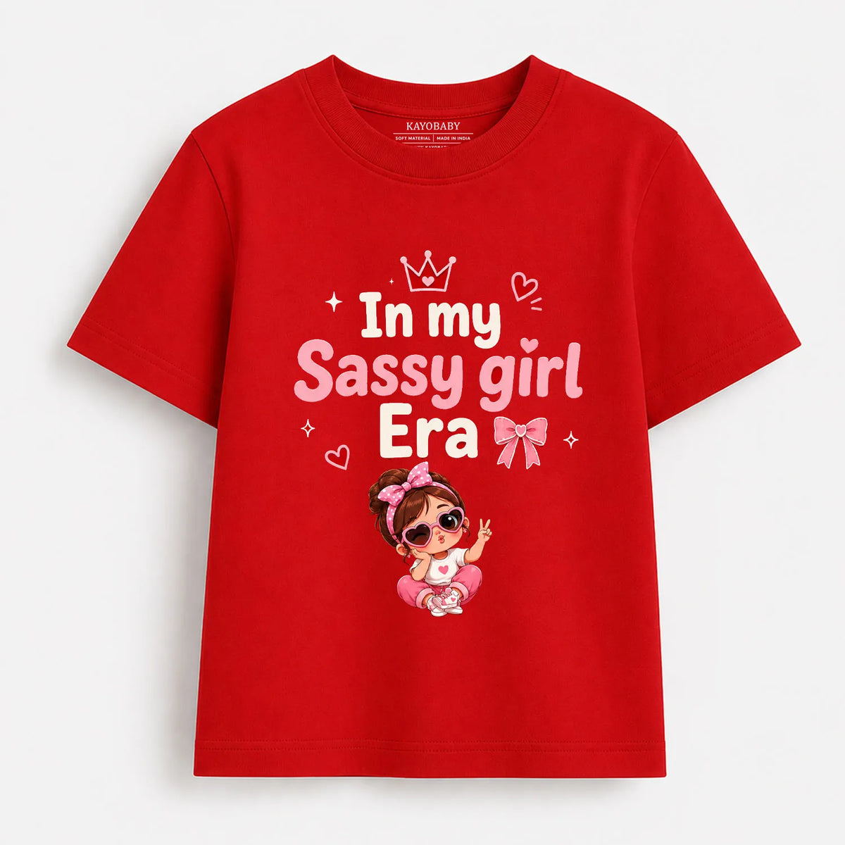 Personalized Girls Cotton T-Shirt Combo Pack of 4 | Sassy, Chocolate & Cute Animal Theme