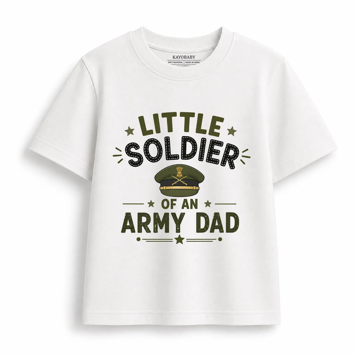 Little Soldier of an Army Dad Kids T-Shirt | Military Theme Tee for Boys & Girls