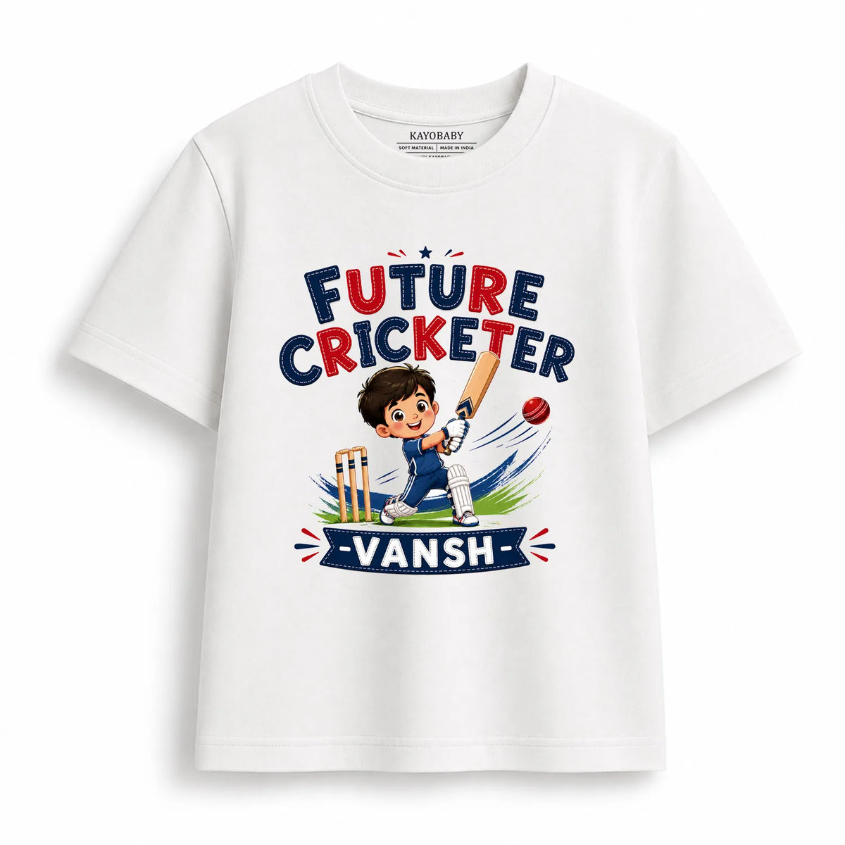Personalized Future Cricketer Kids T-Shirt