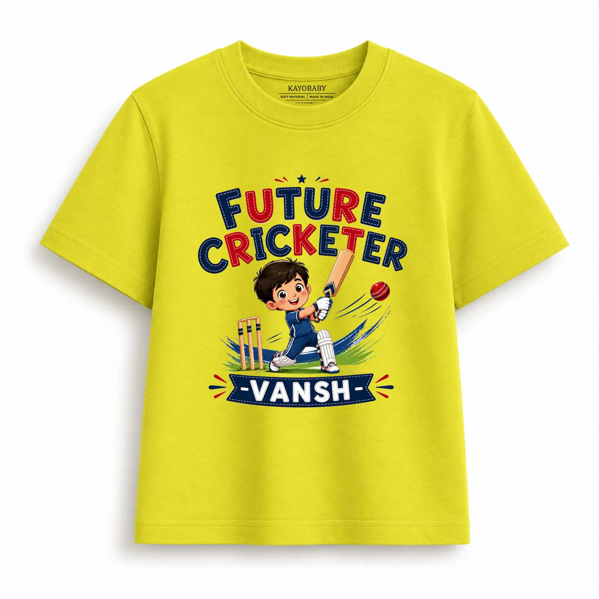 Personalized Future Cricketer Kids T-Shirt
