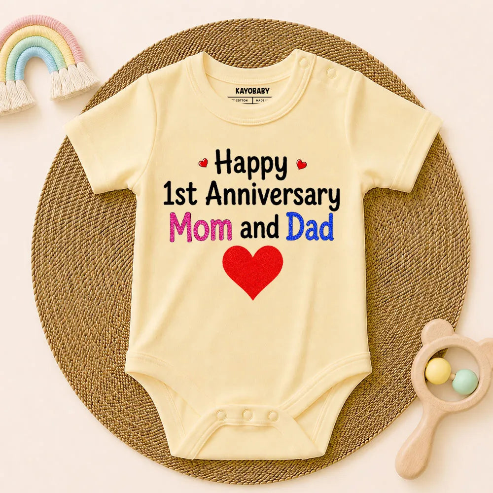 Happy 1st Anniversary Mom & Dad Baby Romper | Cute Anniversary Gift