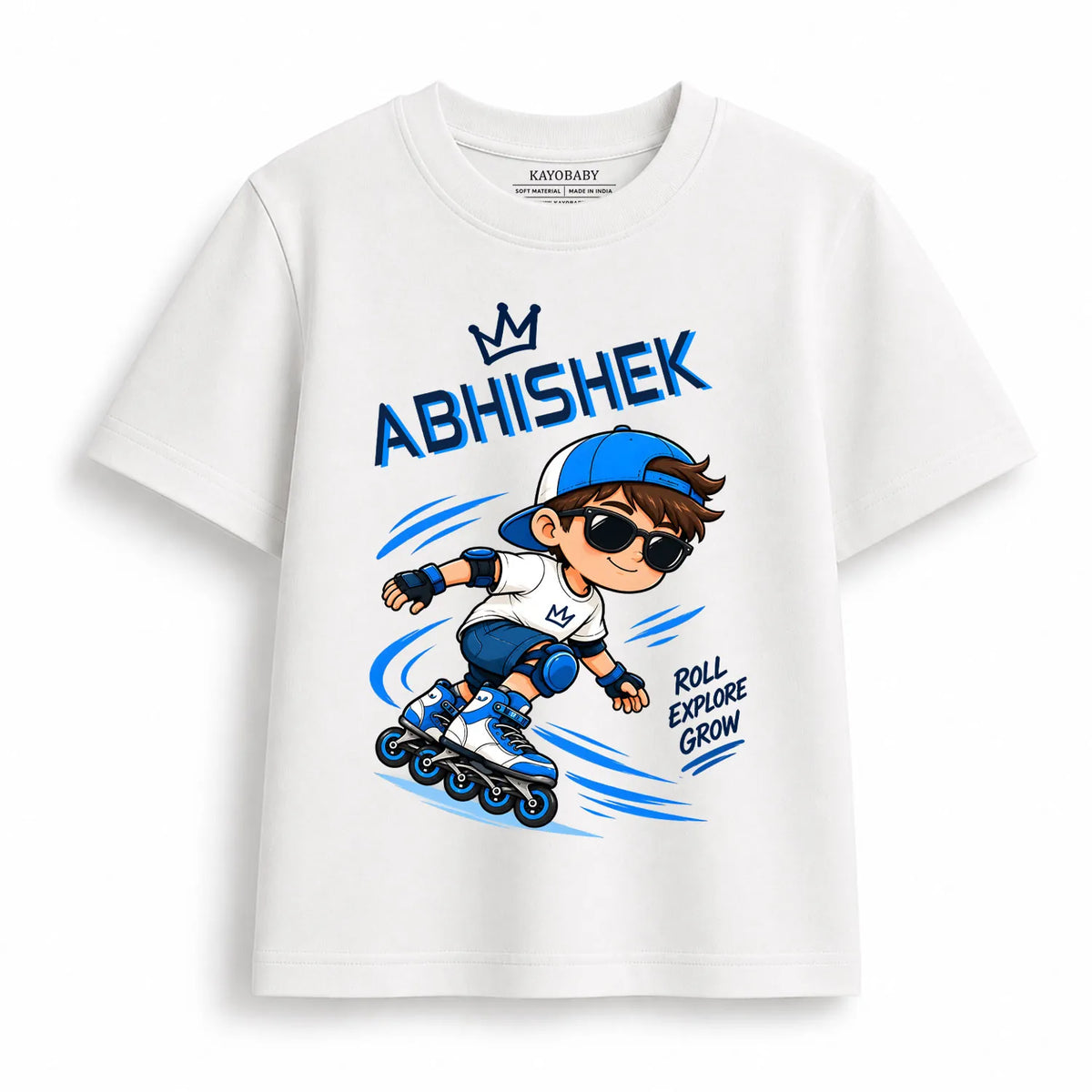 Personalized Roller Skating Boy T-Shirt for Kids | Custom Name Skate Tee