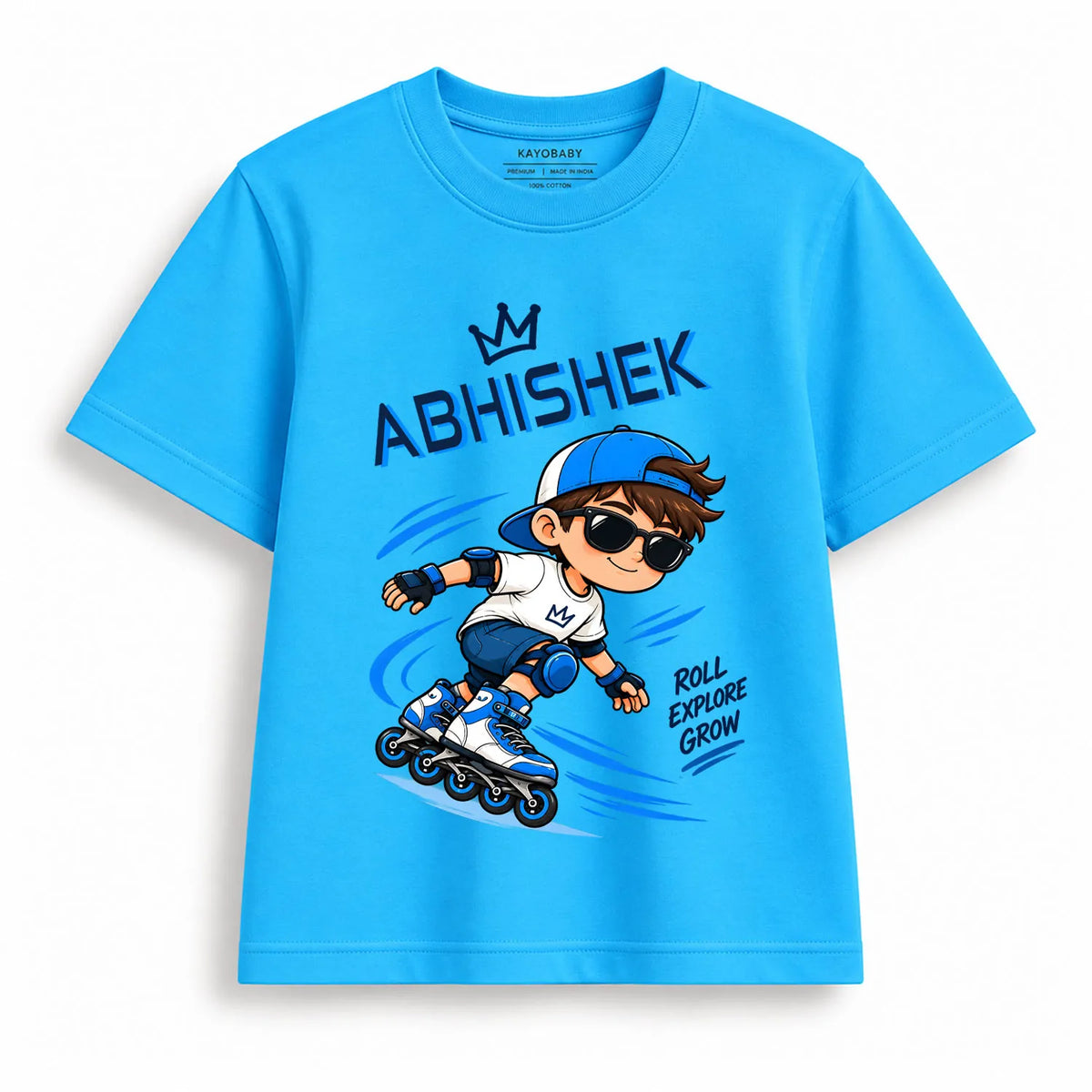 Personalized Roller Skating Boy T-Shirt for Kids | Custom Name Skate Tee