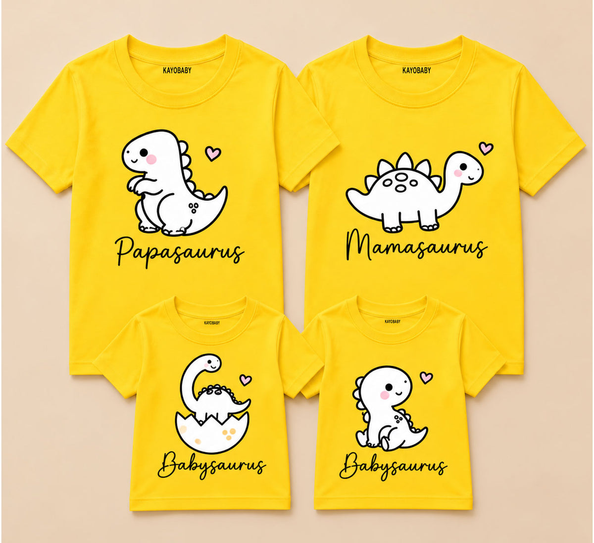 Dino Family Matching T-Shirts for 4 – Papasaurus, Mamasaurus & Babysaurus Set