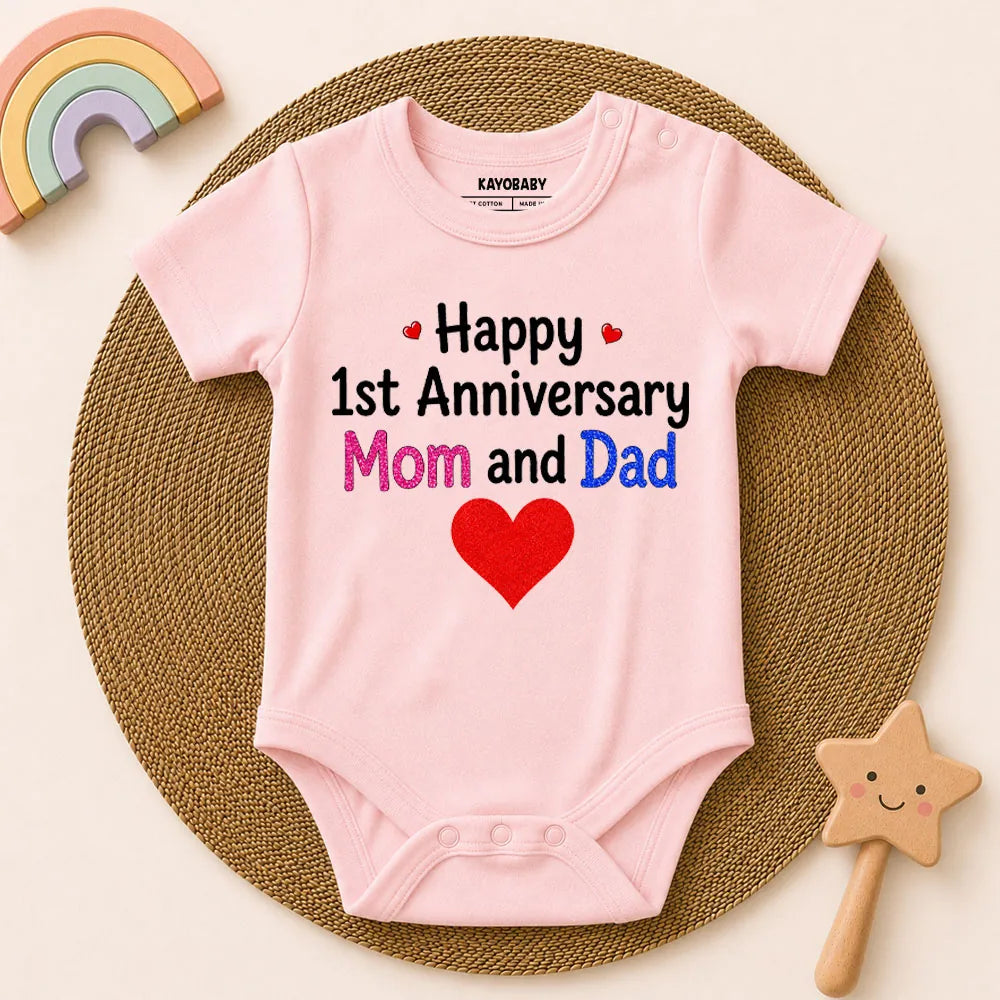 Happy 1st Anniversary Mom & Dad Baby Romper | Cute Anniversary Gift