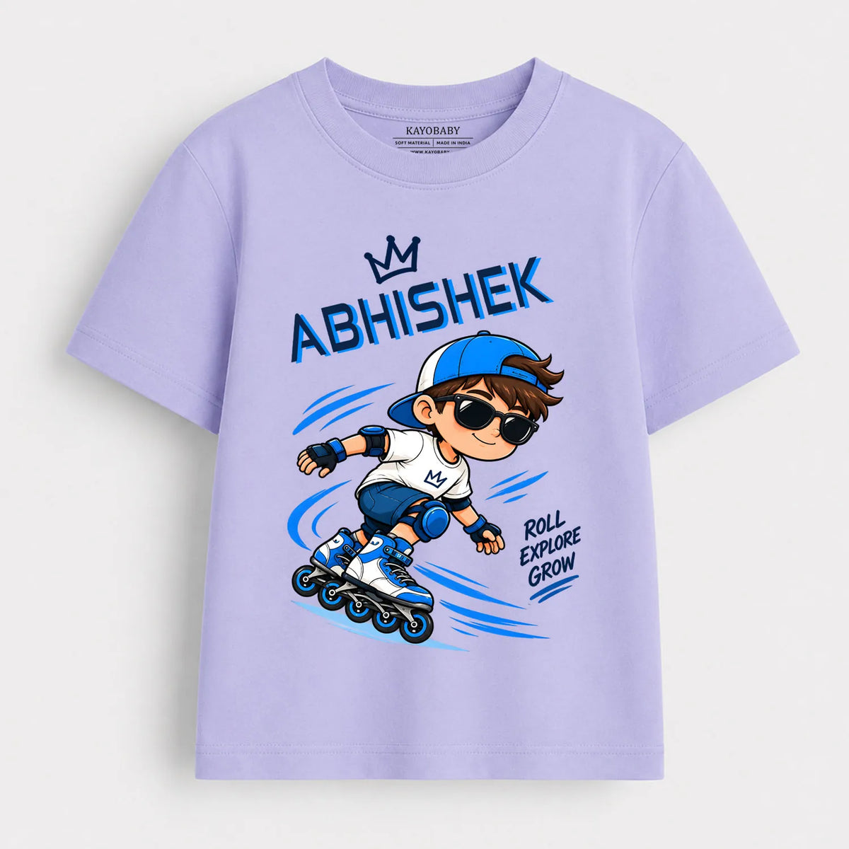 Personalized Roller Skating Boy T-Shirt for Kids | Custom Name Skate Tee