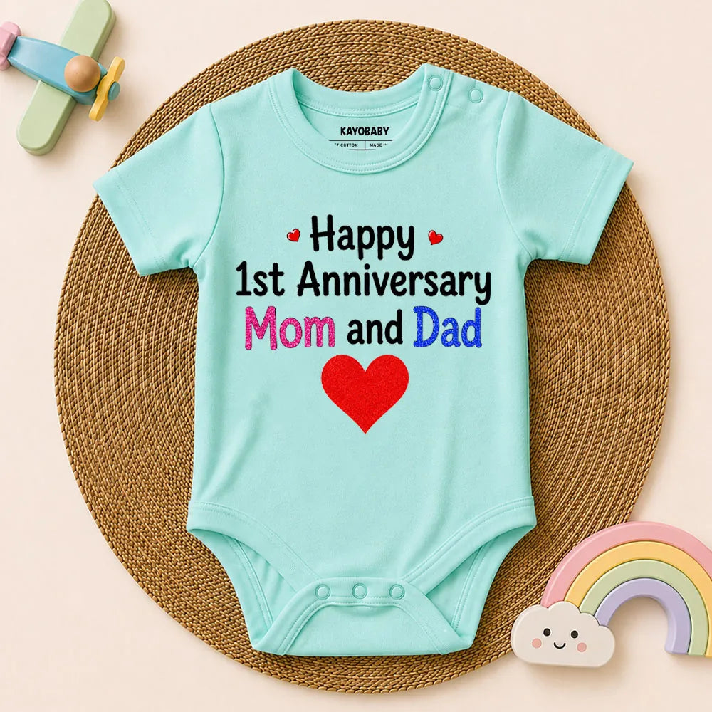 Happy 1st Anniversary Mom & Dad Baby Romper | Cute Anniversary Gift
