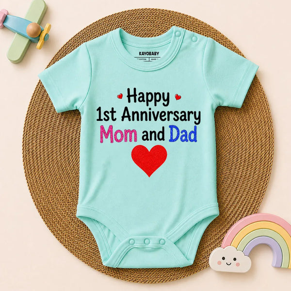 Happy 1st Anniversary Mom & Dad Baby Romper | Cute Anniversary Gift