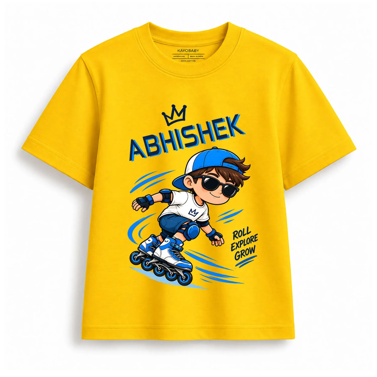Personalized Roller Skating Boy T-Shirt for Kids | Custom Name Skate Tee