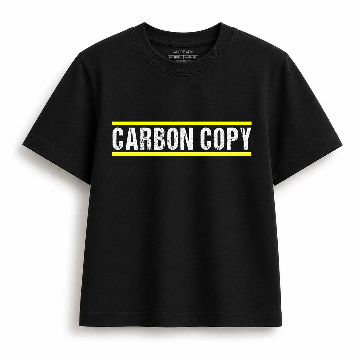 Original and Carbon Copy matching t-shirt set flat lay 2 KayoBaby