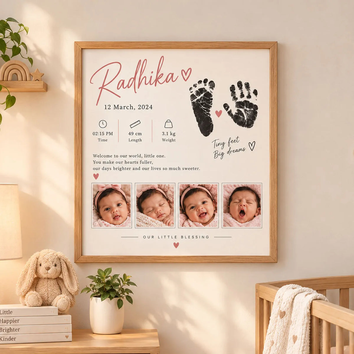 Personalised Baby Birth Details Frame – Newborn Keepsake | KayoBaby