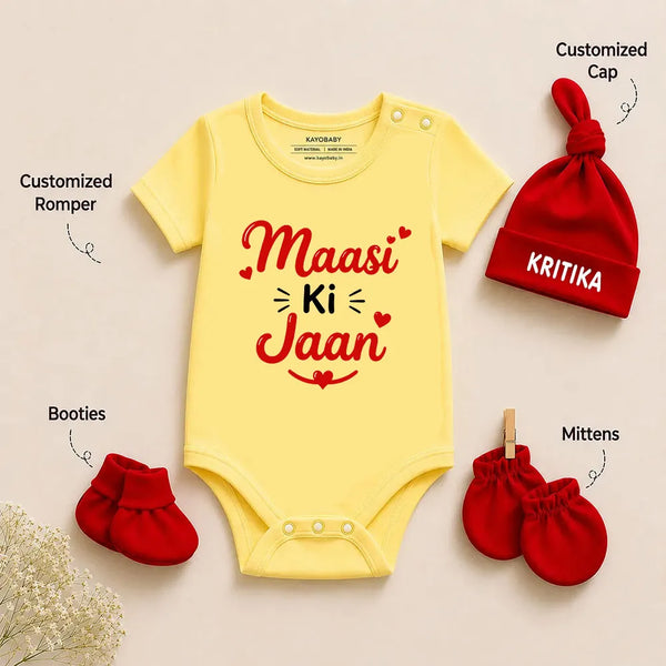 Maasi Ki Jaan Romper Set with Cap / Mitten / Booties For Newborn