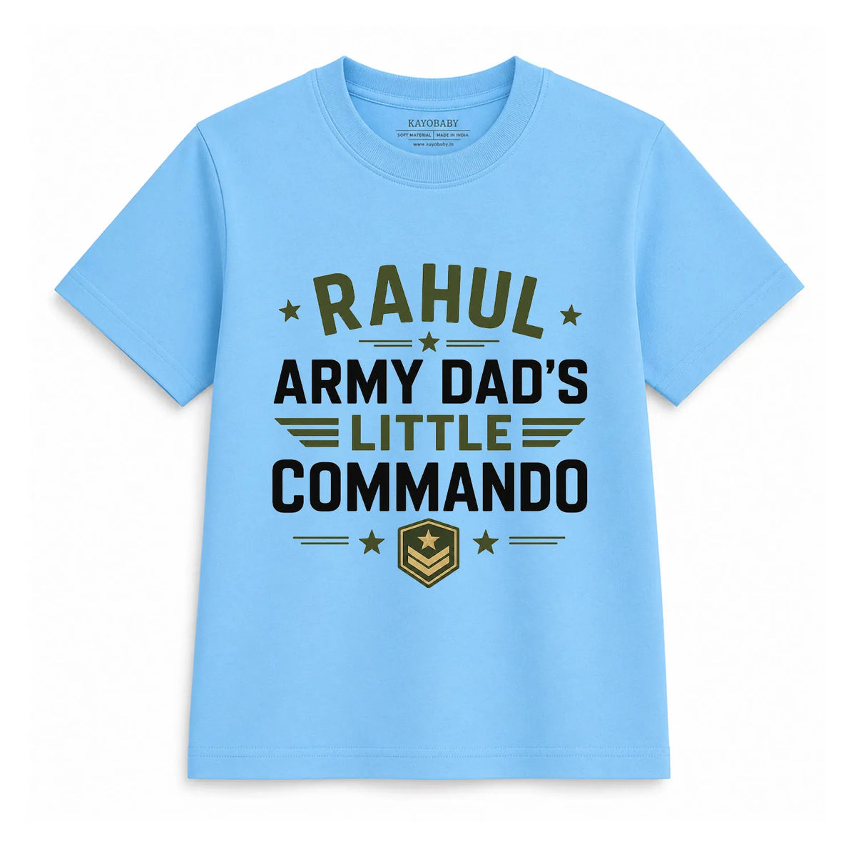 Personalized Army Dad's Little Commando Kids T-Shirt | Custom Name Military Tee for Boys & Girls