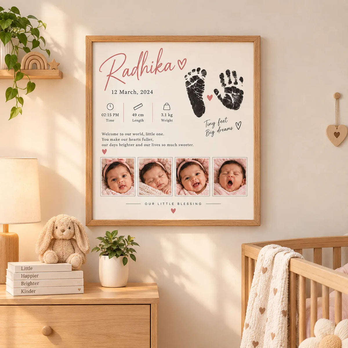 Personalised Baby Birth Details Frame – Newborn Keepsake | KayoBaby