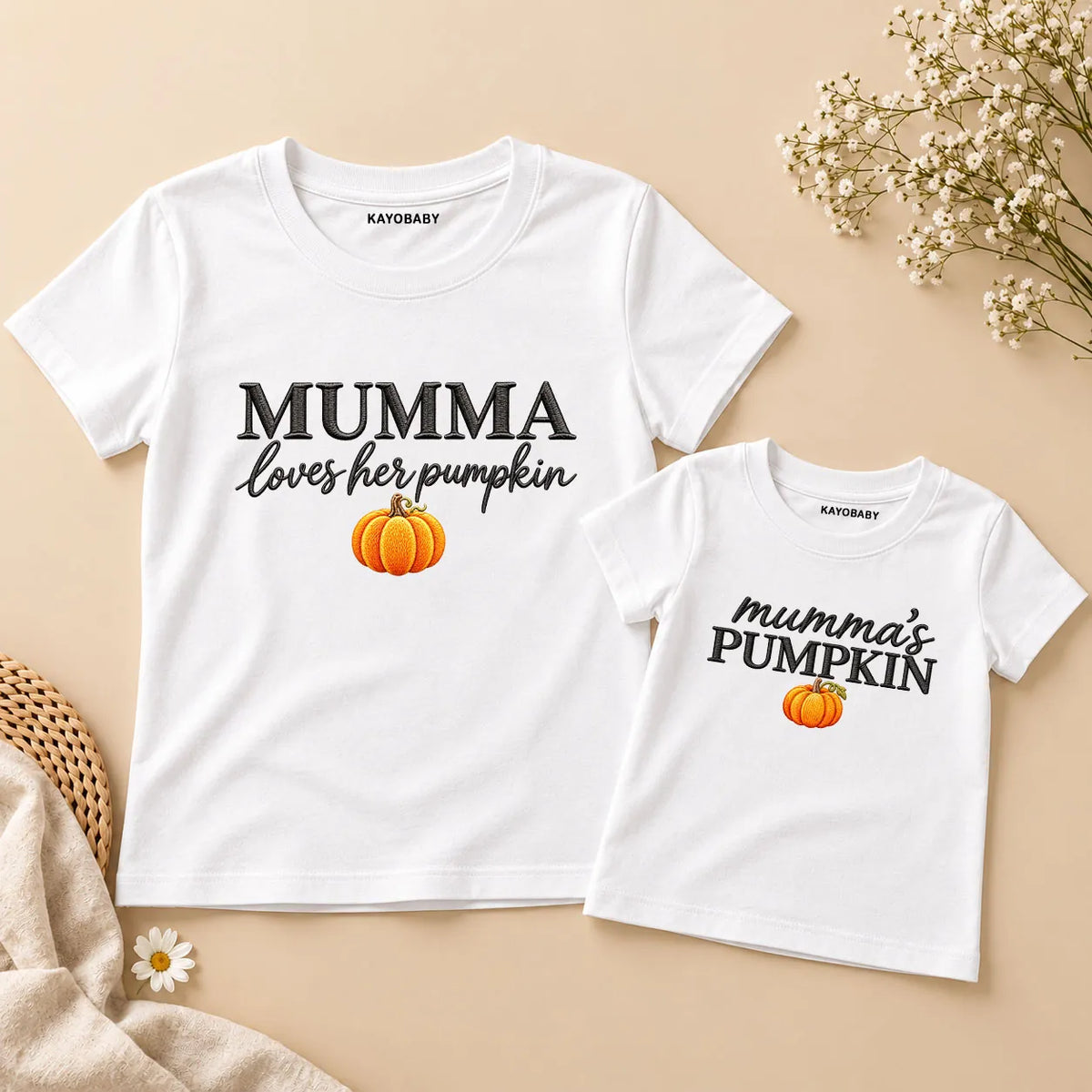 Mumma’s Pumpkin Matching T-Shirts – Cute Mom and Baby Autumn Twinning Set