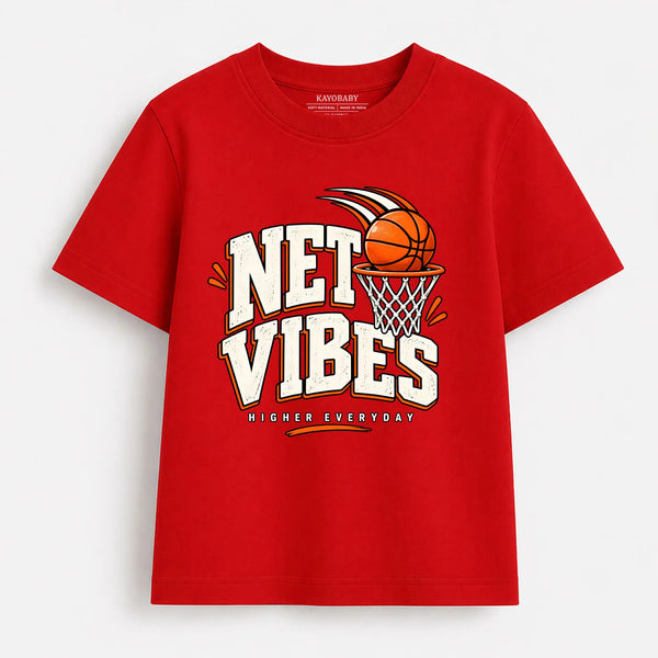 Net Vibes Basketball T-Shirt for Kids | Basketball Graphic Tee