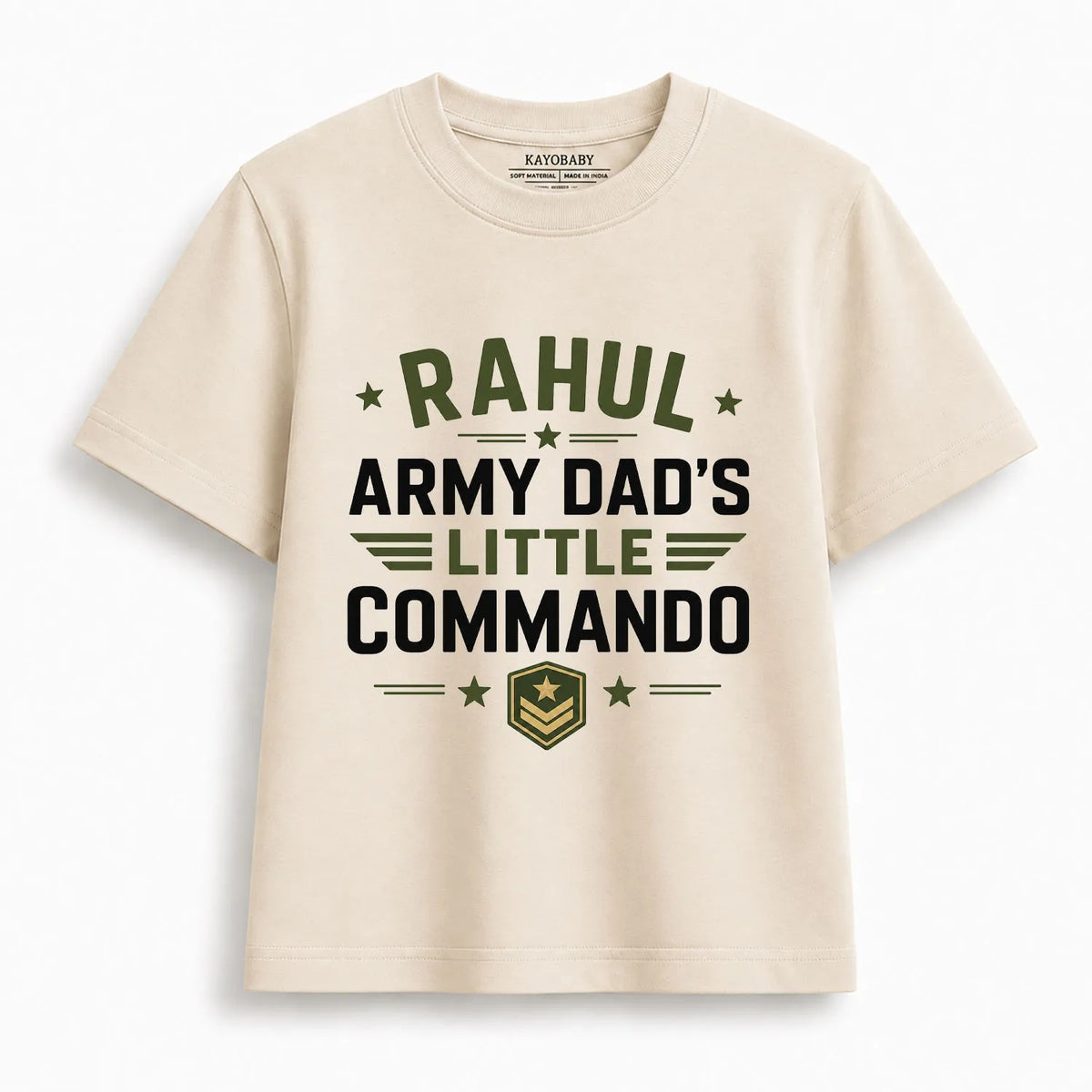 Personalized Army Dad's Little Commando Kids T-Shirt | Custom Name Military Tee for Boys & Girls