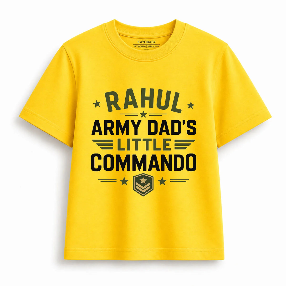 Personalized Army Dad's Little Commando Kids T-Shirt | Custom Name Military Tee for Boys & Girls