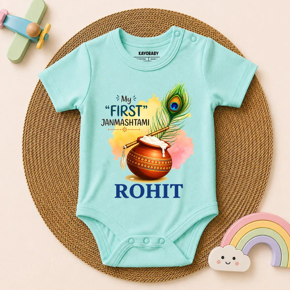 Personalized My First Janmashtami Romper | Custom Baby Name Krishna Outfit