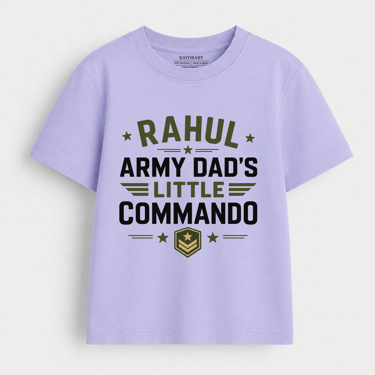 Personalized Army Dad's Little Commando Kids T-Shirt | Custom Name Military Tee for Boys & Girls