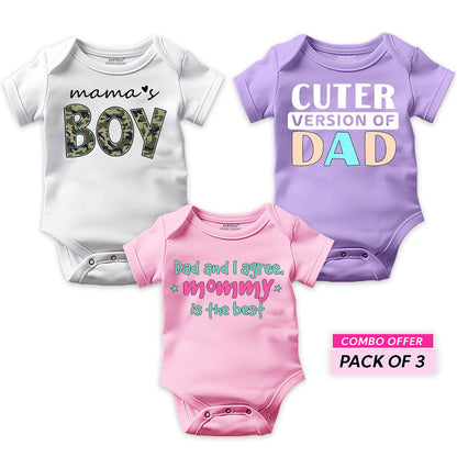 Mom and Dad Pack of 3 Rompers - Set A