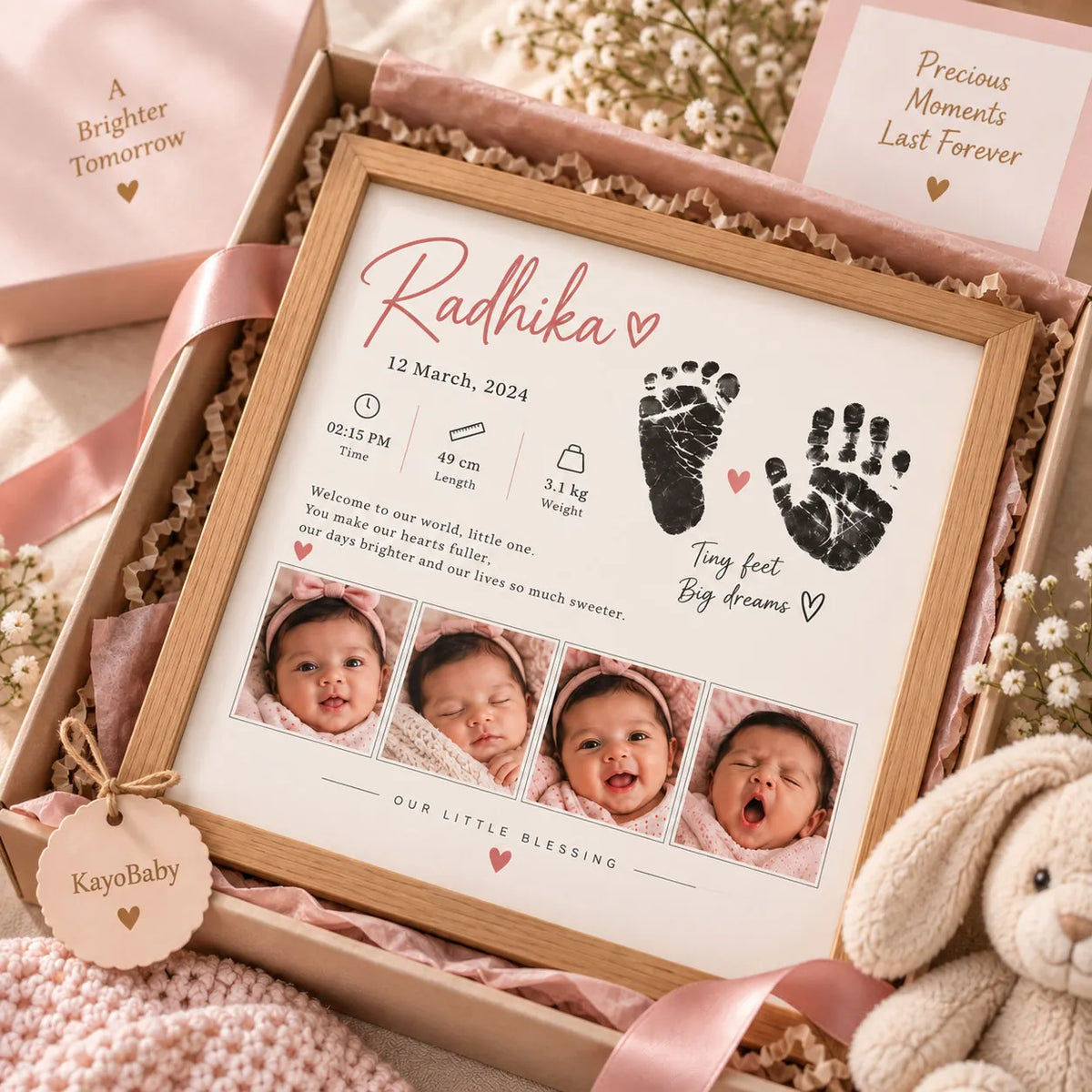 Personalised Baby Birth Details Frame – Newborn Keepsake | KayoBaby