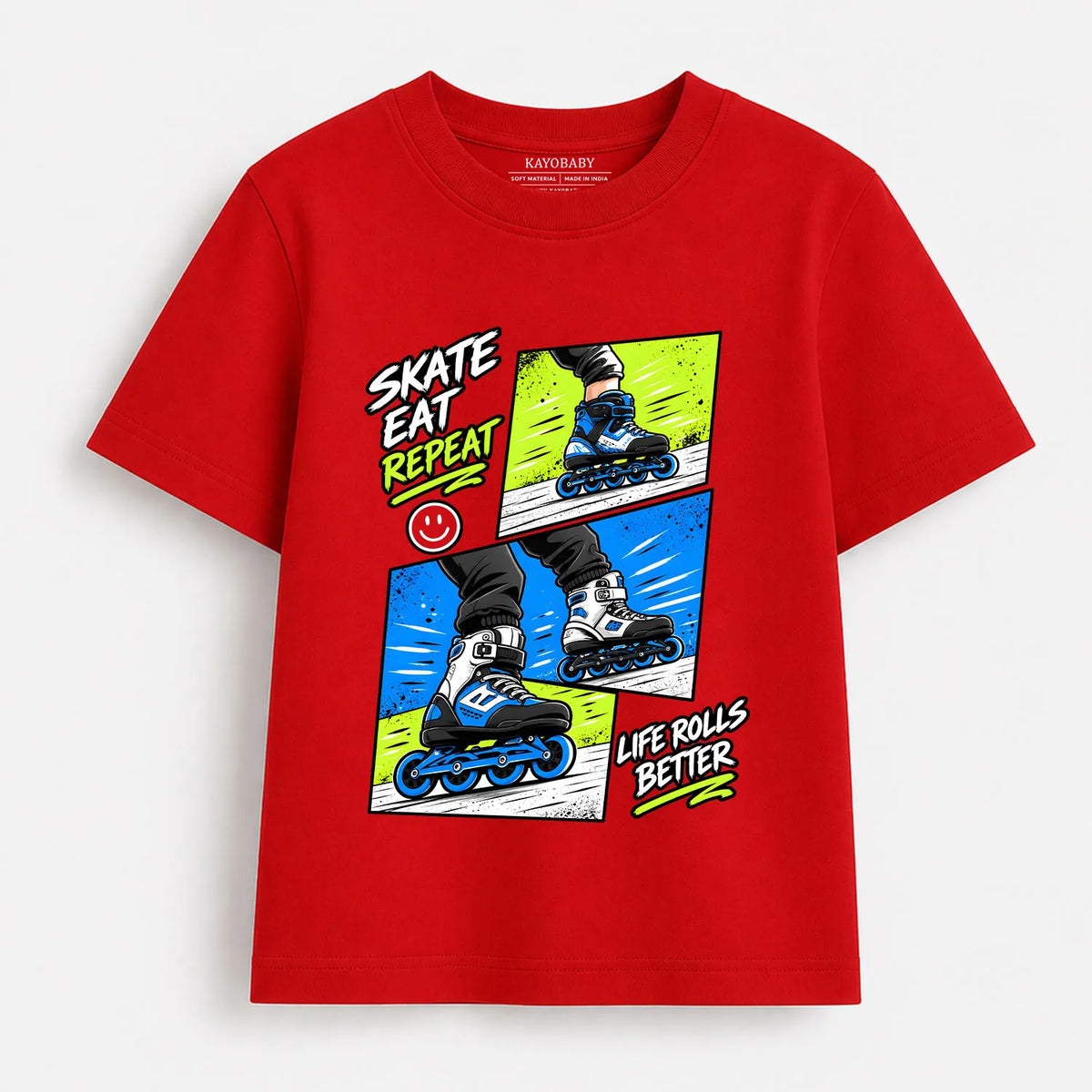 Skate Eat Repeat Kids T-Shirt | Roller Skating Graphic Tee for Kids