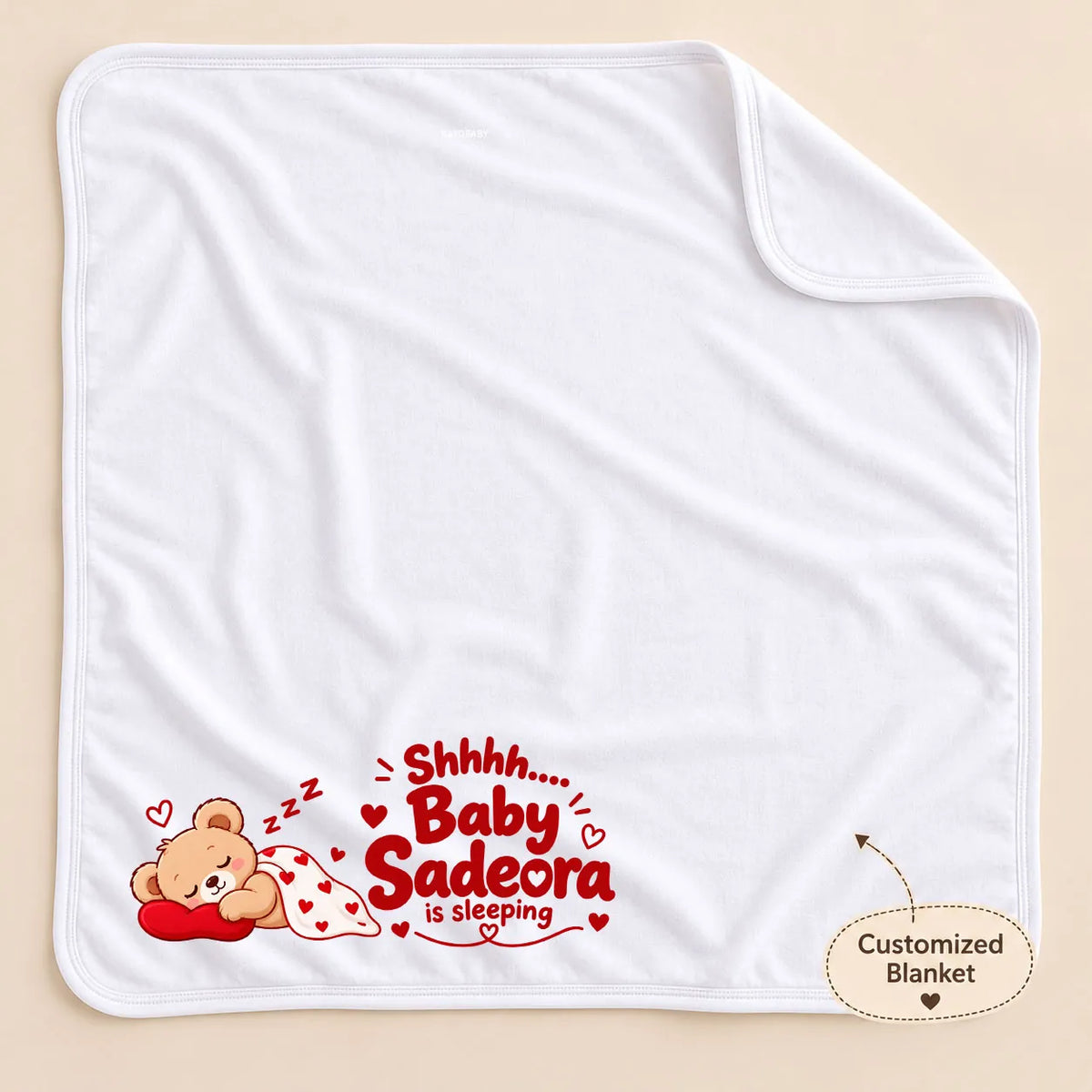 Personalized Baby Surname Red Newborn Gift Set with Teddy Bear Swaddle