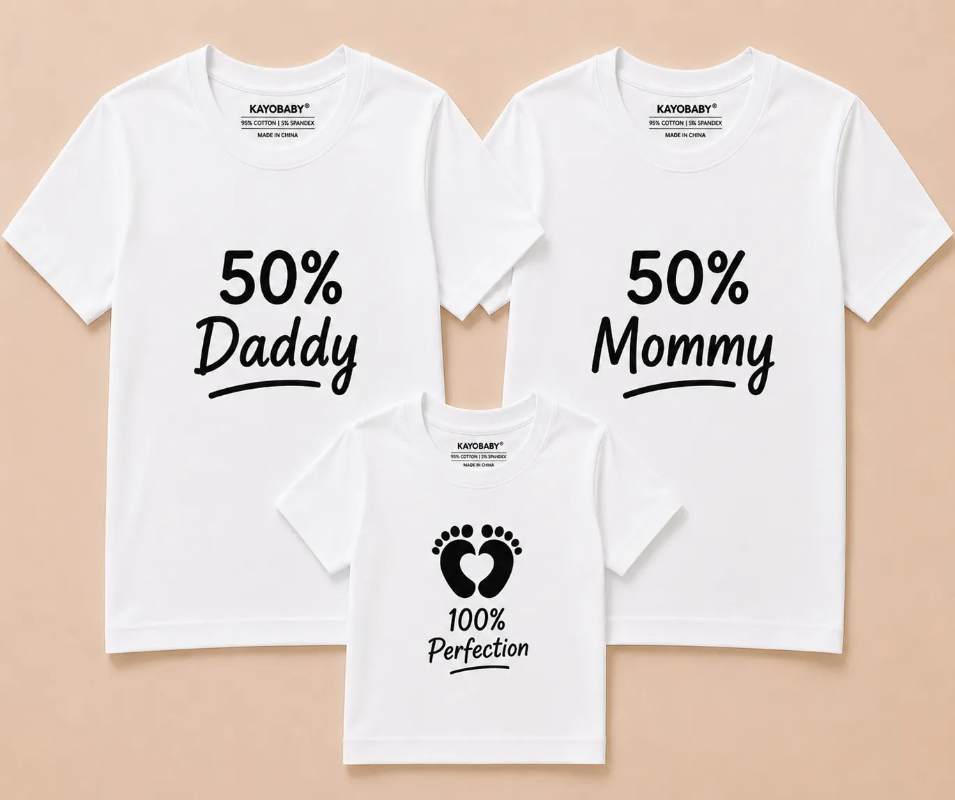 50% Daddy, 50% Mommy, 100% Perfection Matching Family T-Shirts